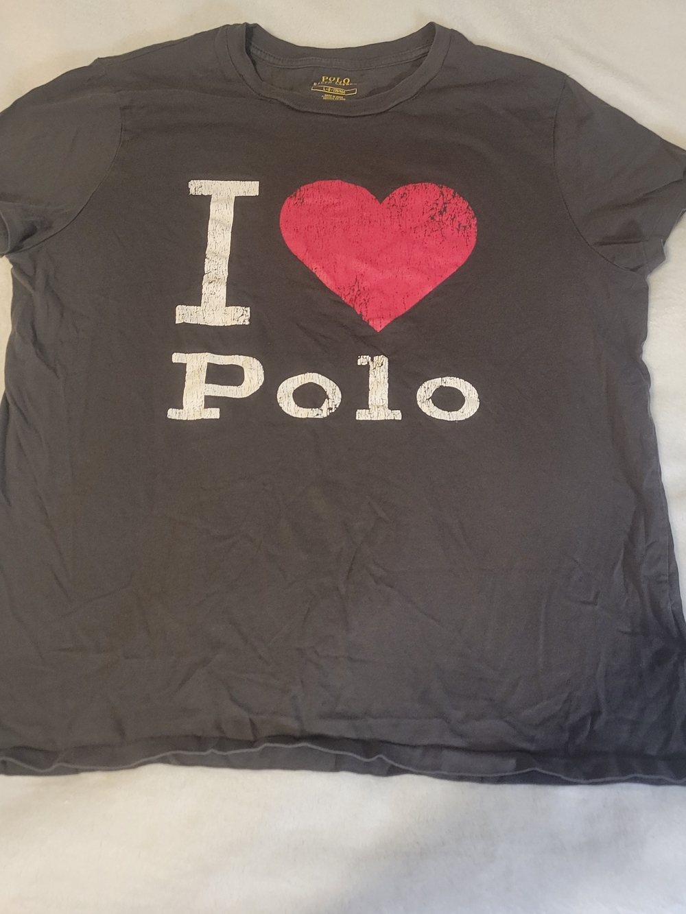 Polo Ralph Lauren I ♥ Polo Heart Womens Graphic T-Shirt Size Large Charcoal Gray